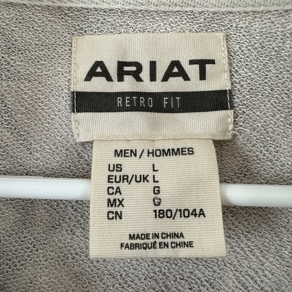 Men's Ariat Printed Overdyed Aztec Print Sweater Pullover Large Cream Maroon - Picture 5 of 9